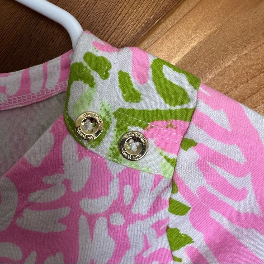 Lilly Pulitzer Pink and Green Floral Dress Size Large - Picture 3 of 5